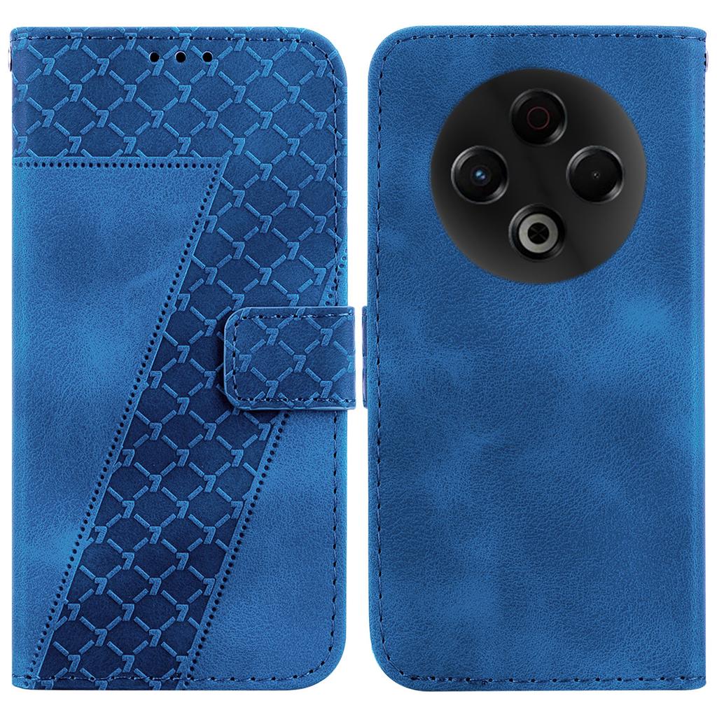 For TECNO Spark 30 4G Stand Case 7-Shaped Pattern Imprint Leather Phone Cover with Strap