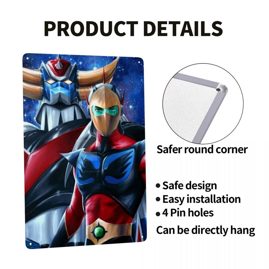 Ретро Голдирак Грендайзер Артарус Металлическая табличка На заказ НЛО Робот Голдраке Жестяные таблички Декор стены ресторана Украшения Искусство