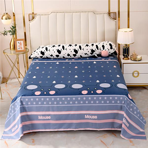 Bed Sheet Polyester Cotton Printed Fitted Sheet Bedding Flat Sheet Soft Breathable Bed Linens (No Pillowcases )