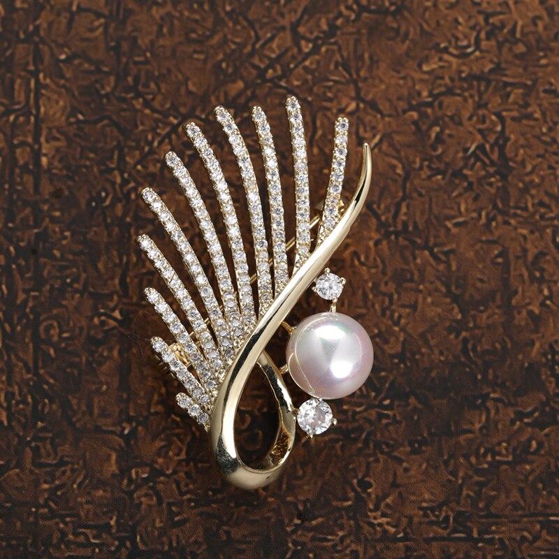 Blucome New Fashion Quality Copper Brooch Wing Shape Corsage Suit Scarf Pin for Women