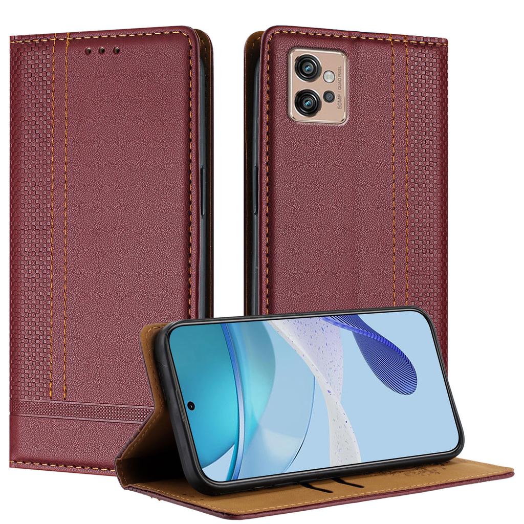 Кожаный чехол-книжка с тиснением личи для Motorola Series,Moto G60,G10,G20,G30,E7 Power,G Play,G Pure,G31,G41,G51,E20,E30,E40,G34,G24,Edge 40 Neo...