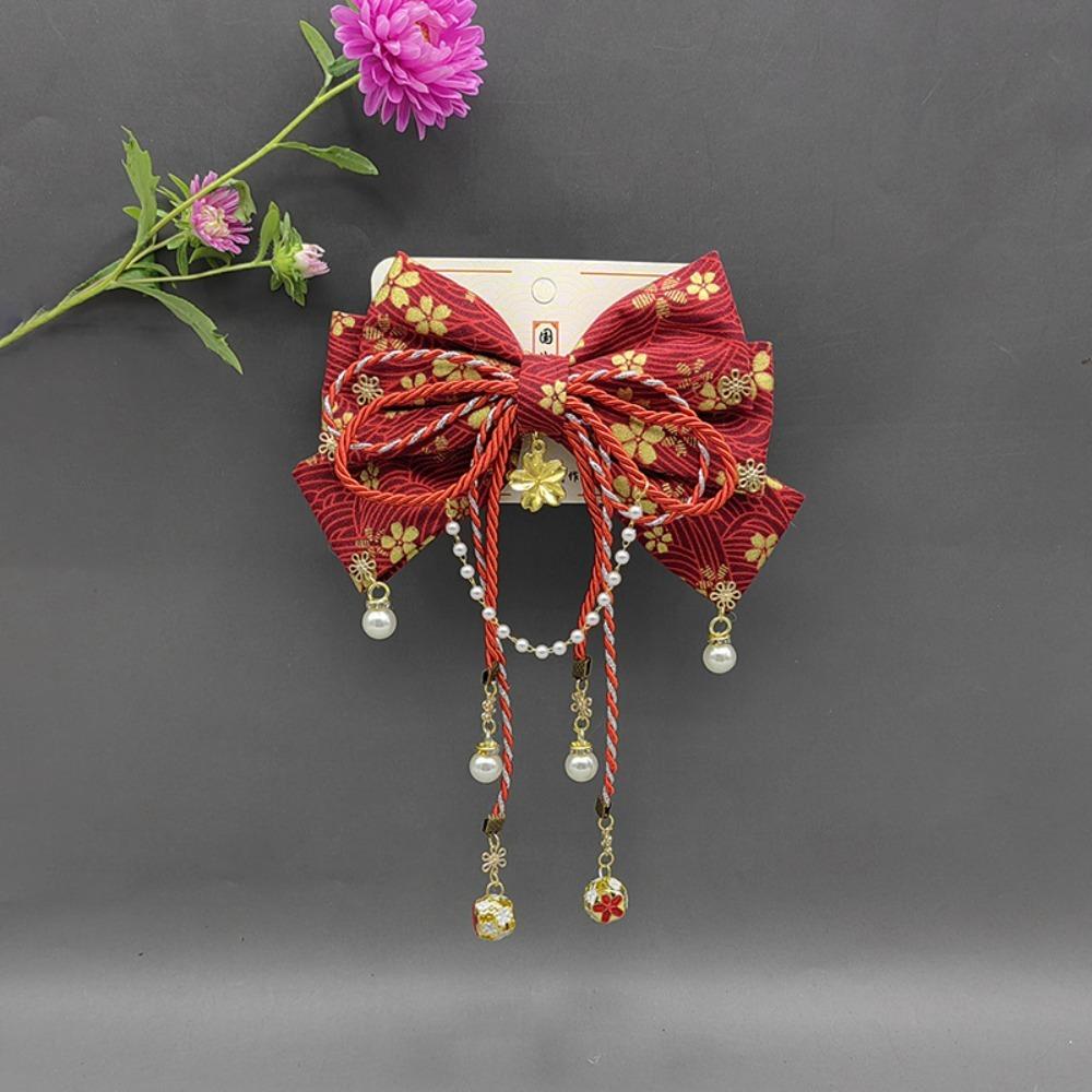 Japanese Style Kimono Barrettes Sweet Bowknot Hair Clip Creative Side Clip  Girl