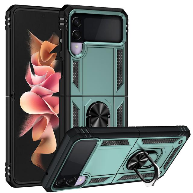 Чехол для Samsung Galaxy Z Flip 4 Flip 3, держатель с кольцом на палец, подставка, чехол-подставка военного класса, чехлы для телефонов для Z Flip4