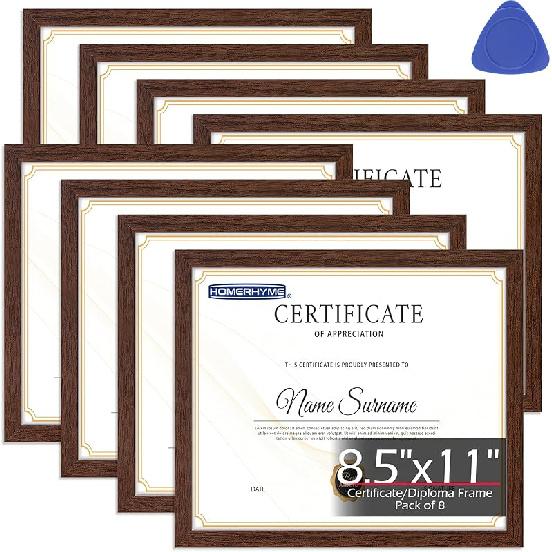 HOMERHYME Diploma Frame, 8.5 by 11 Black Picture Frames, Certificate Frame with Clear Plexiglass, 8.5 x 11 Photo Graduation Degree Record Magazine