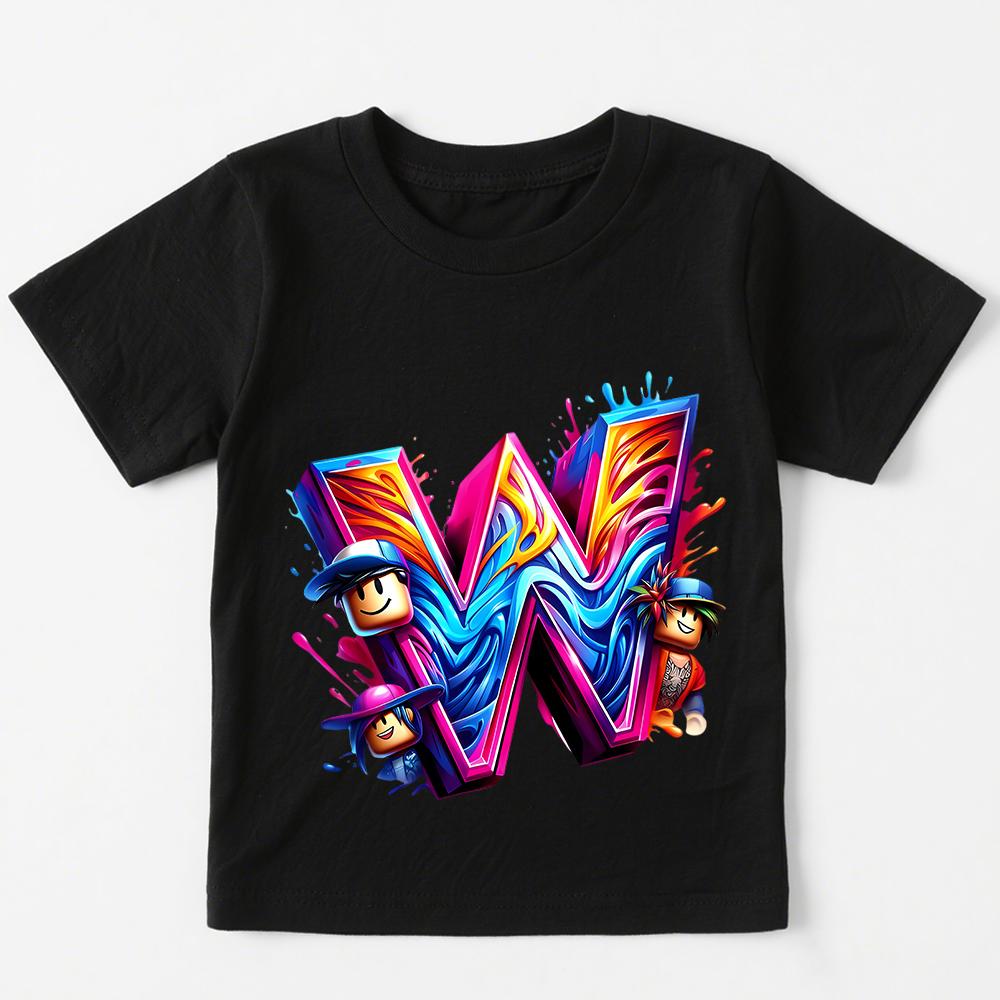Fashion Cartoon Letters Printed Men's T-shirts Men's Short Sleeve Casual Tees Top Women's Summer Clothing