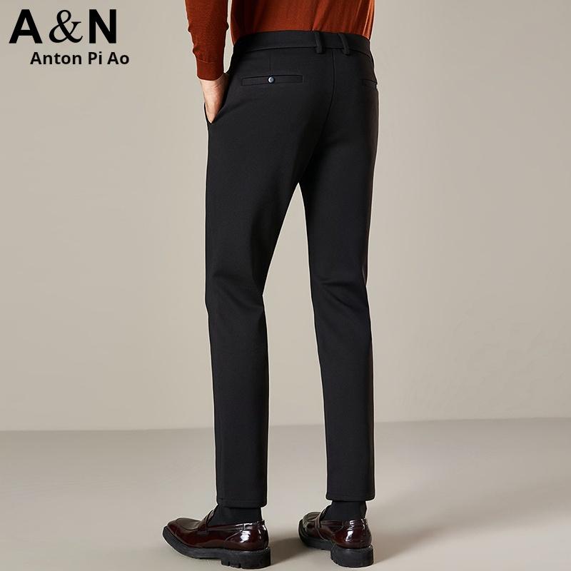 Easy to maintain twill stretch comfortable fabric autumn casual pants for men, mid waist slim fit long pants for men