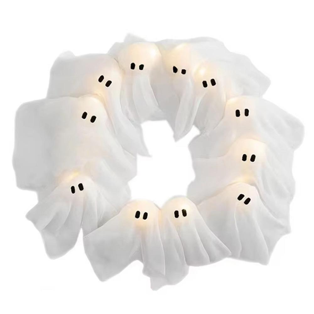 11 LED Lights LED Light-Up Wreath 35cm Halloween Wreath Funny Spooky Front Door Hanging Decor Yard