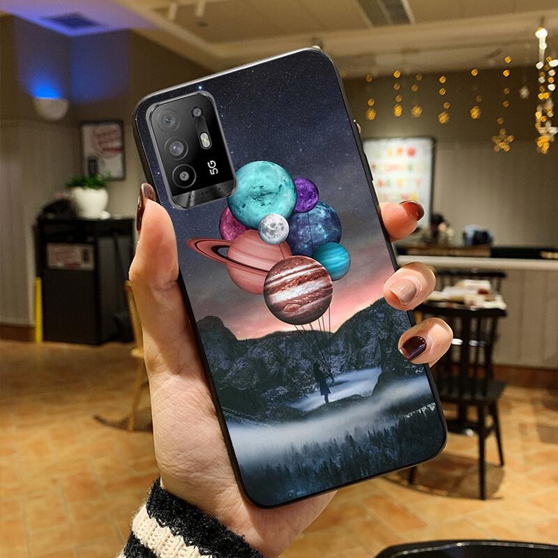 Чехол для телефона «Луна, звезды, космический астронавт» для OPPO A54 A74 A94 A53S A9 A5 A15 A16 A91 A96 A76 Reno8 8Pro Reno2 Z
