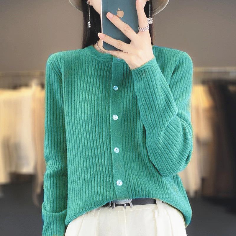 Autumn and Winter Women's Knitwear Fashion Casual Solid Color Print Long Sleeves O Neck Sweater