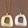 1 Piece Silver/Matte Gold Large Boho Open Charm Pendant Chain Statement Necklace