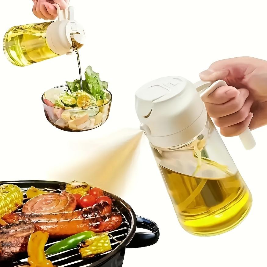 1pc Leak-Proof Olive Oil Spray Bottle - Dual-Use Plastic Dispenser with Fine Mist & Pour Spout, Ideal for Salads, BBQ & Cooking, Easy Hand-Wash