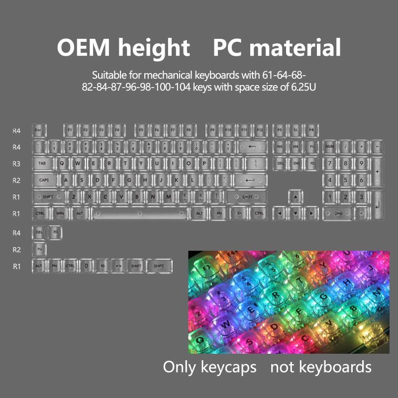 Xiaomi New 115 Key Translucent Keycaps PC PBT Keycaps Green Keycap MDA Profile for MX Switch Keycap for Mechanical Keyboard Game Keys