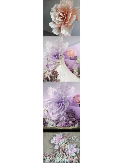 Большое свадебное бумажное цветочное украшение - Плиссированные пластиковые цветы для фона отеля, Гигантские бумажные цветы для фотосессии, Готовое изделие