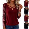 Women's Casual And Fashionable Loose Sequin Patchwork Long Sleeved V-neck Solid Color Top