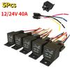 5 шт. Водонепроницаемое автомобильное реле 12 В 24 В 5-контактное 40 А Автомобильное реле с черным красным медным контактом Авто реле с релейной колодкой