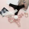 Mesh Bunny Girl Thong Low Waist Removable Ball Briefs Romantic Sheer Lace Panties Ladies Girls