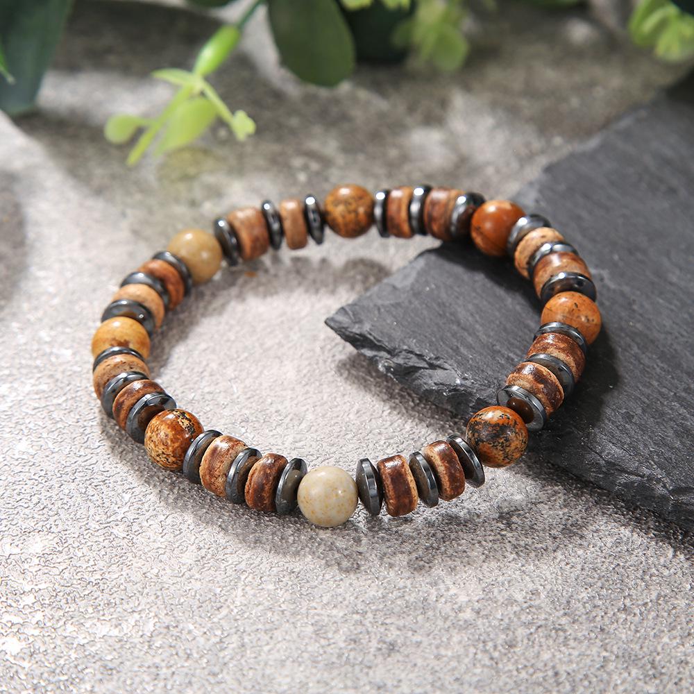 Модный мужской браслет из бирюзы с черным ониксом и сплава