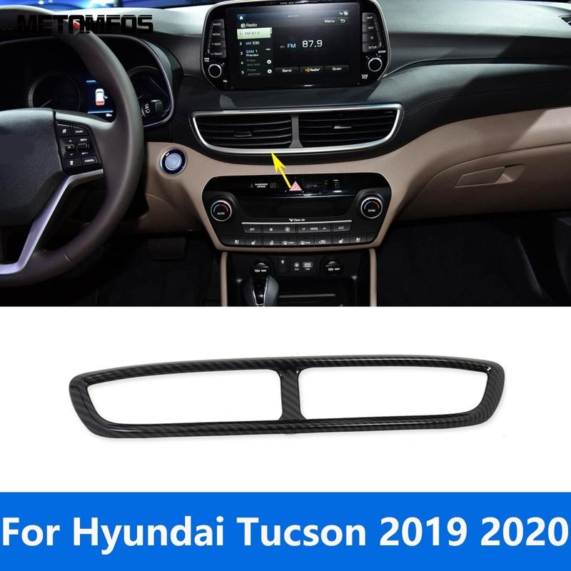 Center Console Air Condition AC Vent Outlet Cover Trim Sticker For Hyundai Tucson Carbon Fiber Interior Accessories