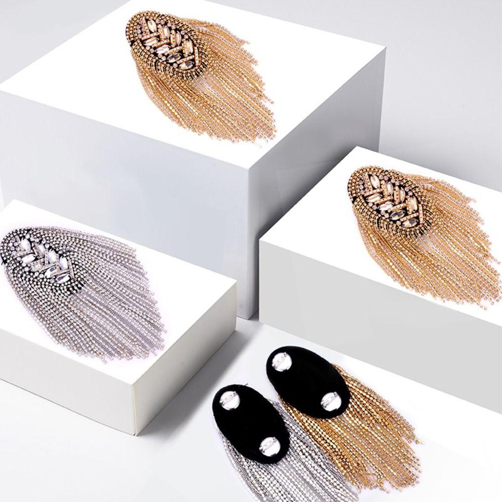 Длинная цепочка на плечо с кисточкой, эполет, значок со стразами, новая брошь, аксессуары для одежды