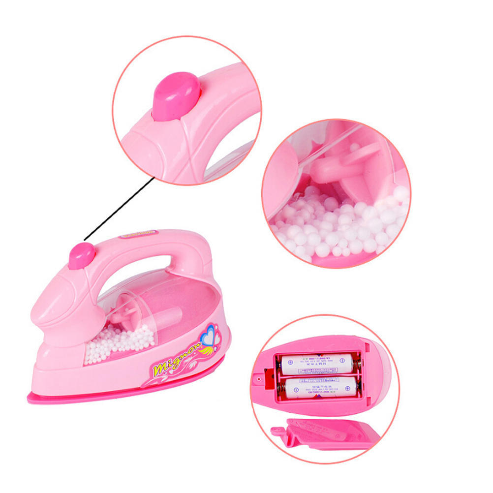 Plastic Pink Simulation Mini-Iron For Kids Pretend Play House Novelty Toy