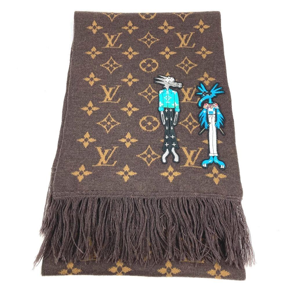 Louis Vuitton  MP2964 Virgil Abloh charpesLV friends fringe Scarf wool Brown