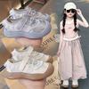 Girls Ballet Sandals 2025 Summer New Children's Leisure Sports Single Net Shoes Soft Sole Girls Princess Shoes Tide