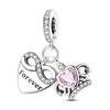 Шарм-бусина из стерлингового серебра 925 пробы в виде самолета для браслета, с инкрустацией розовым цирконием, подвески в виде сердца с любовью, подходит для оригинального браслета, циркониевый подарок