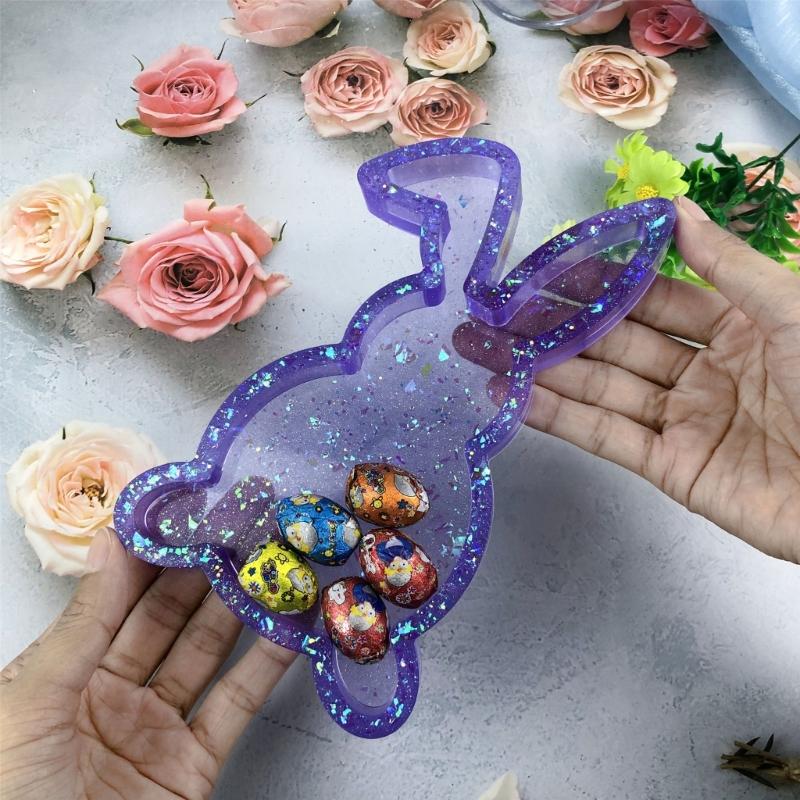 Cute Rabbit Shaped Trays Crafting Mold Flexible Silicone Container Mold For Making Rabbit Shaped Trays And Organizers