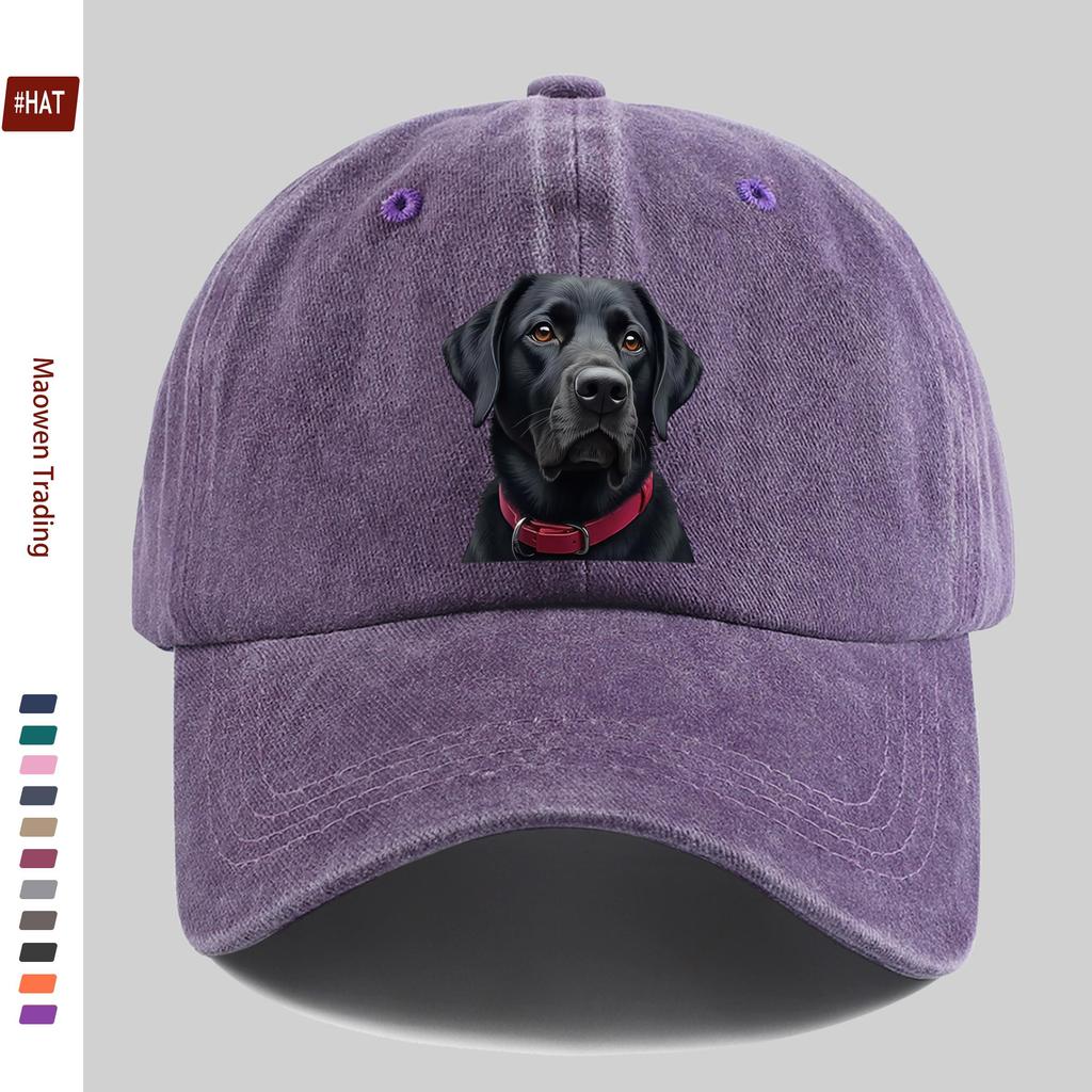 pc Majestic Black Labrador Dog Print Baseball Cap Showcasing Charming Eyes And Vibrant Red Collar Pet Print Design Decorative