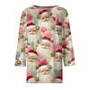 Женская Мода Повседневный Рукав Три Четверти Рождественский Принт Горловина Топ