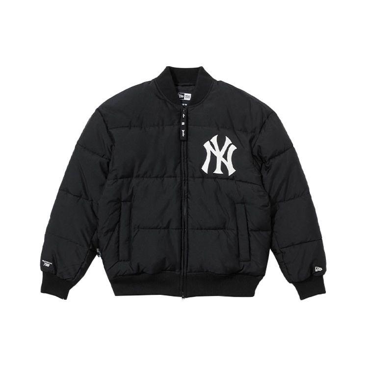 New Era × MLB Нью-Йорк Янкис Корейский Стиль Минималистичный Вышитый Логотип Утепленная Теплая Зимняя Застегивающаяся на Молнию Хлопковая Куртка Унисекс куртки Черный 12866555