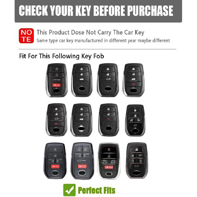 for Toyota Key Fob Cover Leather Car Key Case Keychain Fob Holder Compatible for Corolla Cross Crown Grand Highlander Prius Land Cruiser RAV4 Prime