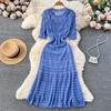 High Quality Women Chic Hollow Out Knitted Sweater Dress Summer Elegant Short Sleev Midi Bodycon Mermaid Dresses