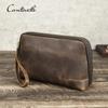 CONTACT'S Genuine Leather Clutch Bags for Men Vintage Clutch Wallets Phone Bags Portable Male Travel Bags