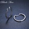 Big Hoop Earrings Black Stone Earrings for Women Hoop Earring