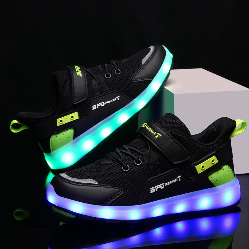 Children Luminous Sneakers Charging Switch LED Bling Bling Kids Glowing Sneakers Girls Laughing Shoes