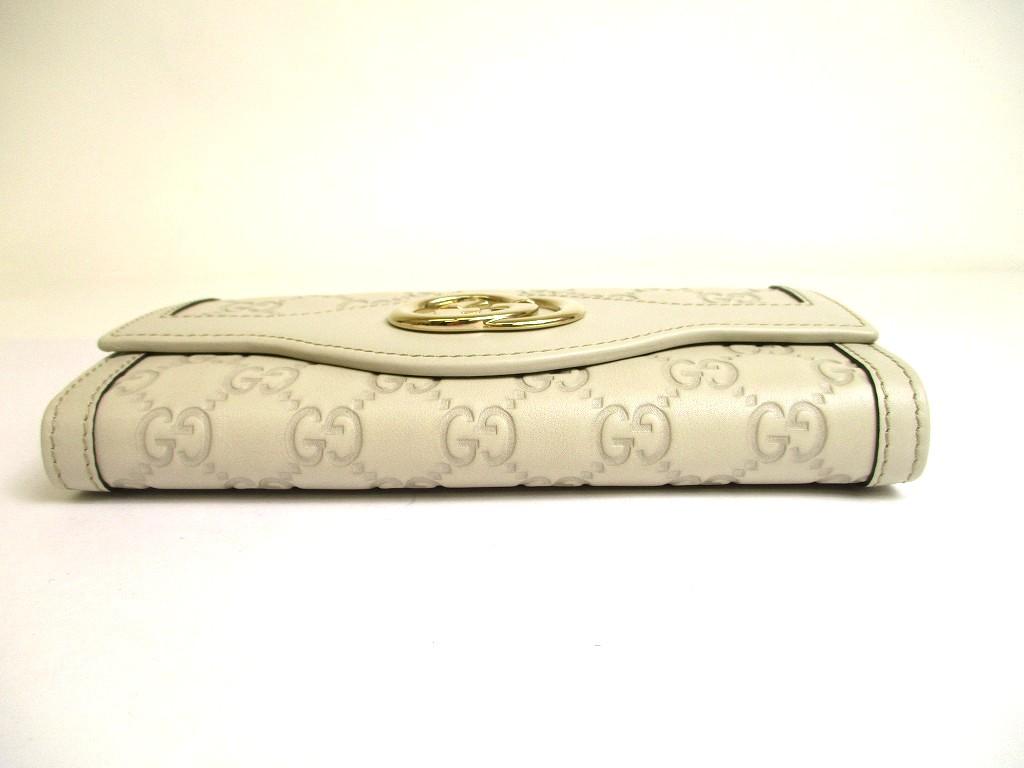 Authentic GUCCI Interlocking G Off White Leather Bifold Long Flap Wallet #706  Open box