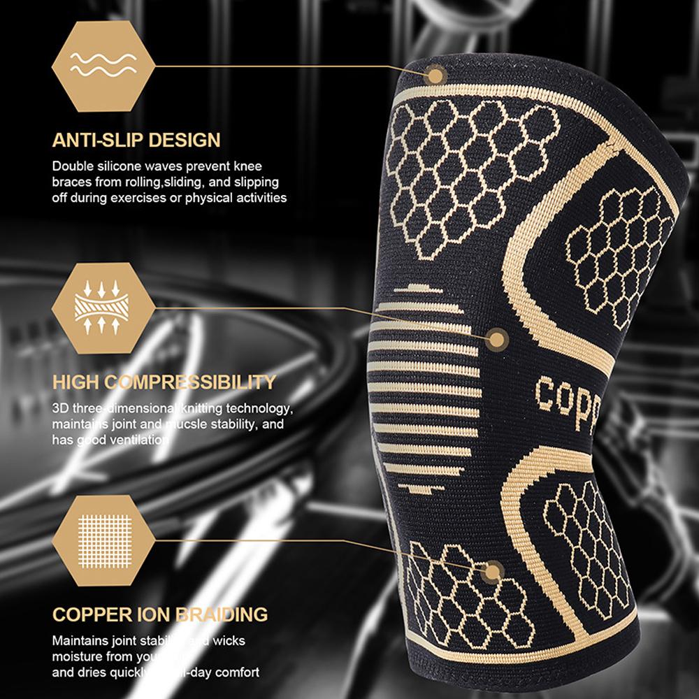 1 шт., медный нейлоновый защитный наколенник, компрессионные рукава для мужчин и женщин, эластичный бандаж для бега, фитнеса, наколенник