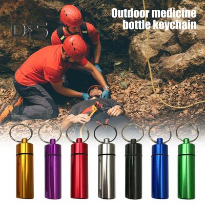 Брелок-подвеска, водонепроницаемый алюминиевый сплав, флакон для таблеток, герметичный секретный контейнер, держатель для путешествий на открытом воздухе с петлей для подвешивания