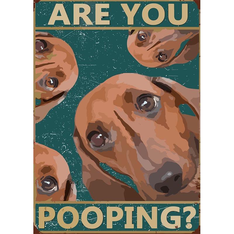 Animals Cat Dog Are You Pooping Funny Bathroom Sign Poster Print Canvas Painting Wall Art Picture for Toilet Home Bathroom Decor