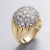 Xiaomi Huitan Special Flower Design Women Two Tone Ring Full Bright Cubic Zirconia Fashion Accessories for Party Gorgeous Lady Jewelry