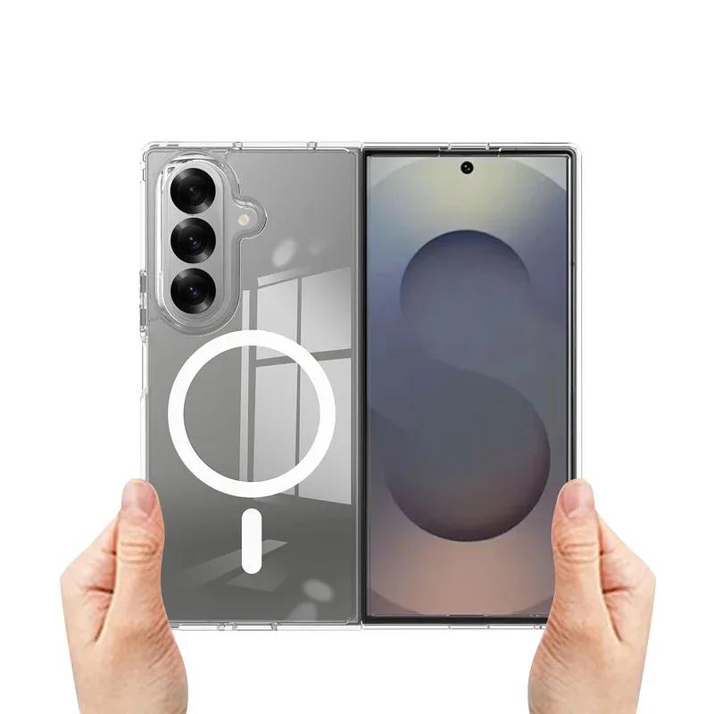Высококачественный прозрачный легкий магнитный чехол для телефона для Samsung Fold 7 6 Magsafe беспроводная зарядка противоударный защитный чехол