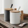 310ml Vintage Creative Coffee Cup with Lid and Spoon Nordic Simple Style Wooden Handle Home Office Water Cup Couple Lover Gifts