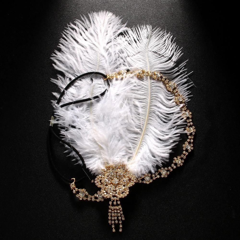 Винтажная маскарадная повязка на голову с перьями и пайетками 1920-х годов, аксессуары для волос, свадебный головной убор