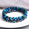 Lucky Evil Eye Beads Bracelet Natural Stone Lava Hematite Bracelet Set Multilayer Bracelets Women Men Handmade Elastic Jewelry