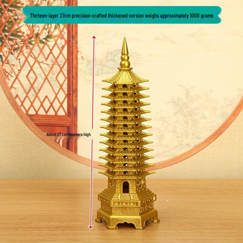 Медное украшение Пагода Вэньчан: Большой, 7-13-слойный китайский буддийский декор для дома и храма