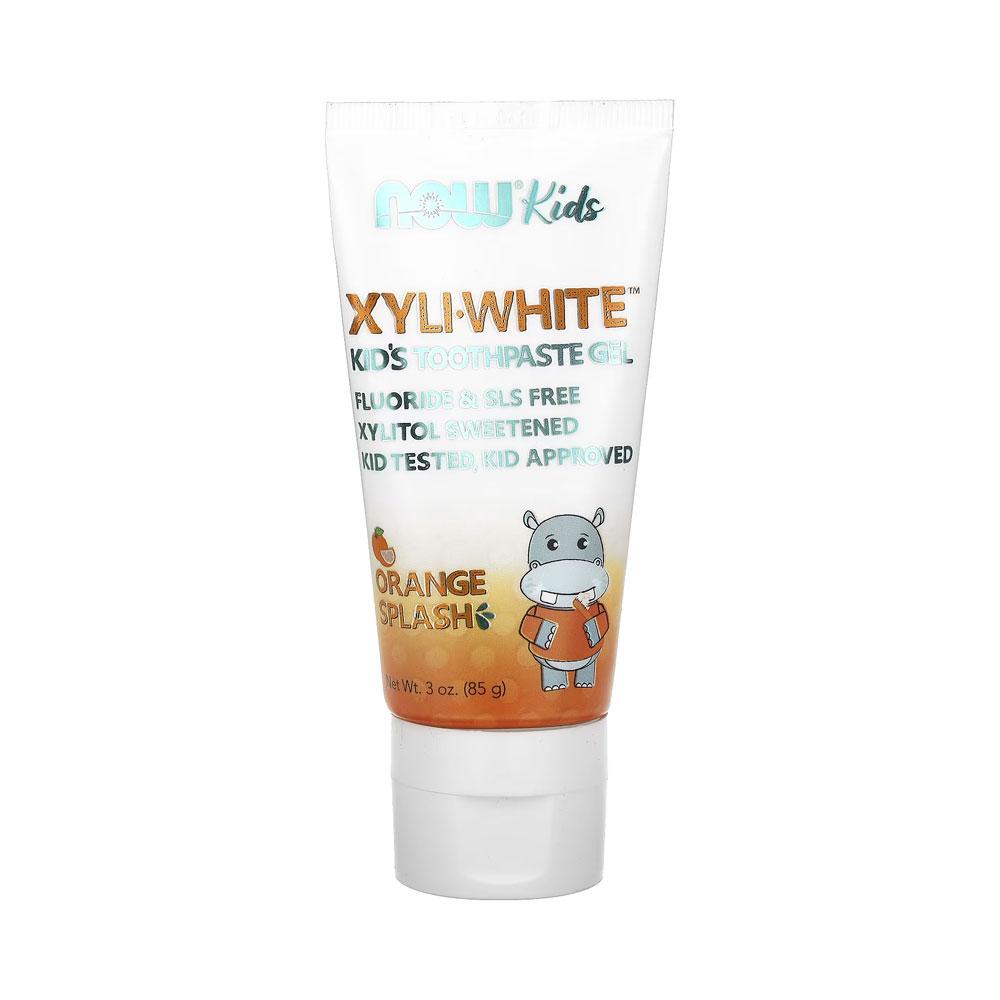 Now Foods Xyli White, Детская зубная паста-гель, апельсиновый всплеск, 3 унции (85 г)