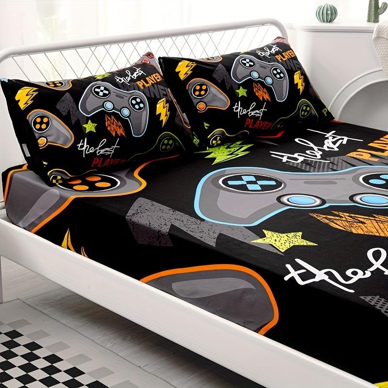 Gamepad Pattern Mattress Three-Piece Digital Printing Bedroom Room School Dormitory Bedding Decoration