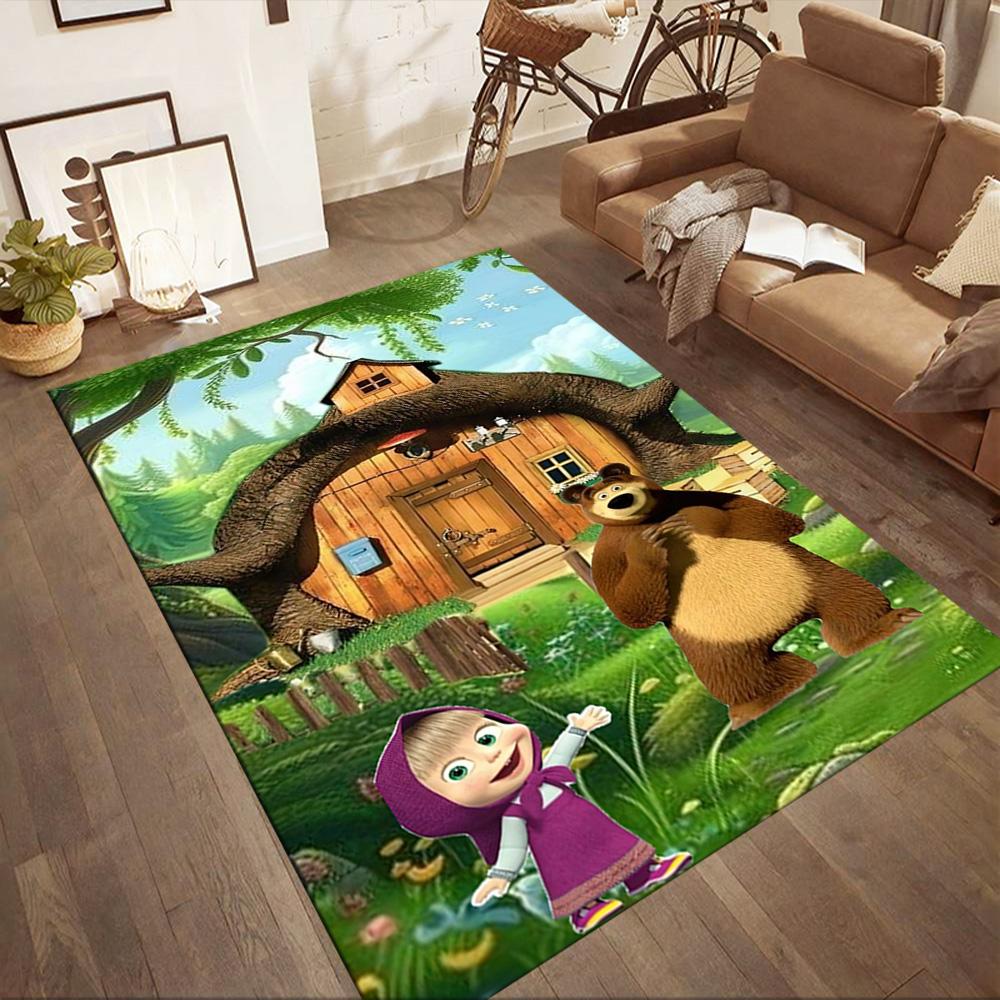 Masha Bear Area Rug Design for Study room Hallway Outdoor Decorate room Antislip Carpet Anime Office Decor Gift for Festivals