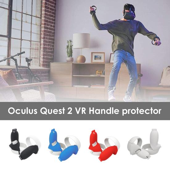1 Pair Silicone Sleeve Protective Handle Cover for Oculus Quest 2 VR Glasses